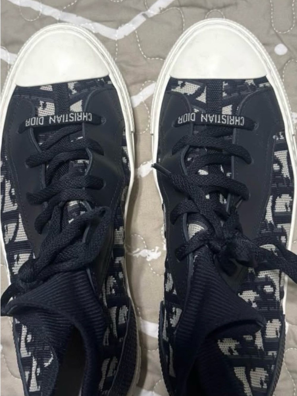 Dior Navy and White Monogram high Top eSneakers